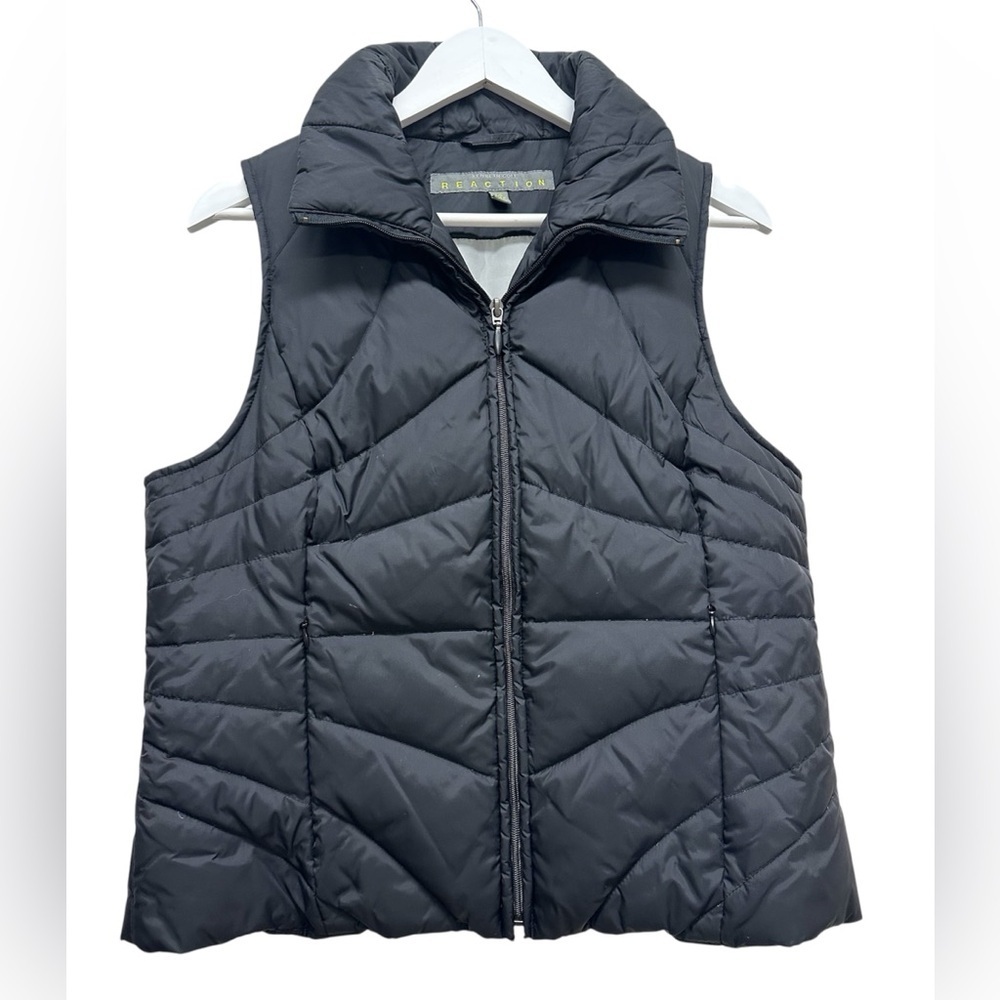 Kenneth Cole Reaction Women's Down Blend Black Puffer Vest Size Large L